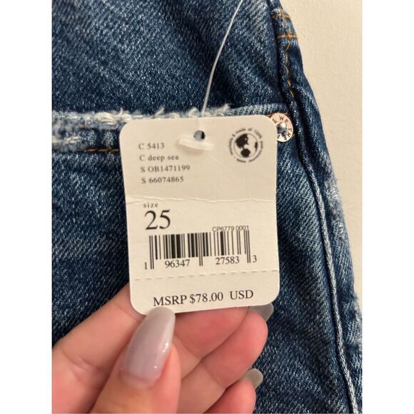 NWT Free People Denim Cut-off Mini Shorts 25 in Deep Sea wash distressed western - Picture 3 of 8